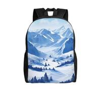 BSCKKDMN Sac à dos de voyage pour ordinateur portable pour homme et femme, imperméable, léger, joli sac à dos décontracté avec paysage enneigé et montagnes enneigées