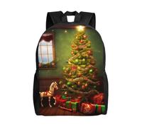 BSCKKDMN Sac à dos de voyage pour ordinateur portable pour homme et femme, imperméable, léger, mignon, arbre de Noël, sac à dos décontracté