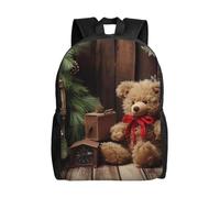 BSCKKDMN Sac à dos de voyage pour ordinateur portable pour homme et femme, imperméable, léger, mignon, branche d'arbre de Noël, poupée d'ours, sac à dos décontracté