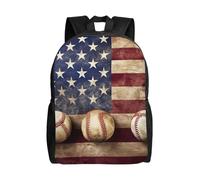 BSCKKDMN Sac à dos de voyage pour ordinateur portable pour homme et femme, imperméable, léger, mignon, drapeau américain et sac à dos décontracté de baseball