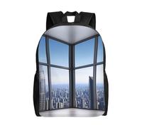 BSCKKDMN Sac à dos de voyage pour ordinateur portable pour homme et femme, imperméable, léger, mignon, gratte-ciel, bâtiments, sac à dos décontracté