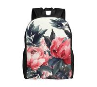 BSCKKDMN Sac à dos de voyage pour ordinateur portable pour homme et femme, imperméable, léger, mignon, motif pivoines, sac à dos décontracté pour printemps