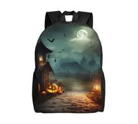 BSCKKDMN Sac à dos de voyage pour ordinateur portable pour homme et femme, imperméable, léger, mignon, toile de fond d'Halloween, sac à dos décontracté
