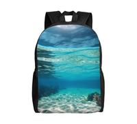 BSCKKDMN Sac à dos de voyage pour ordinateur portable pour homme et femme, imperméable, léger, mignon, vue sous-marine, plage tropicale, sac à dos décontracté