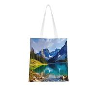 BSCKKDMN Sac fourre-tout en toile avec poches pour parcours de golf en bord de mer pour femme, sac à provisions mignon réutilisable, Paysage du lac et, Taille unique