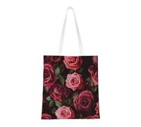 BSCKKDMN Sac fourre-tout en toile avec poches pour parcours de golf en bord de mer pour femme, sac à provisions mignon réutilisable, Fond de roses, Taille unique