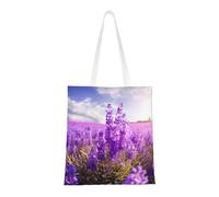 BSCKKDMN Sac fourre-tout en toile avec poches pour parcours de golf en bord de mer pour femme, sac à provisions mignon réutilisable, Fleur de lavande, Taille unique