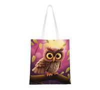 BSCKKDMN Sac fourre-tout en toile avec poches pour parcours de golf en bord de mer pour femme, sac à provisions mignon réutilisable, chouette, Taille unique