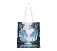 BSCKKDMN Sac fourre-tout motif tigre du Bengale pour femme, sac à bandoulière en toile avec poches, sac de courses mignon réutilisable, Paysage de marais, Taille unique