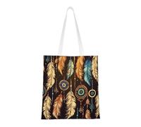 BSCKKDMN Sac fourre-tout Western Music pour femme, sacs à bandoulière en toile avec poches, sac de courses mignon réutilisable, Plume tribale ethnique vintage, Taille unique