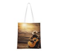 BSCKKDMN Sac fourre-tout Western Music pour femme, sacs à bandoulière en toile avec poches, sac de courses mignon réutilisable, Musique Western, Taille unique