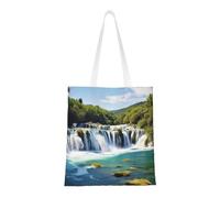 BSCKKDMN Sac fourre-tout Western Music pour femme, sacs à bandoulière en toile avec poches, sac de courses mignon réutilisable, Cascades sur la rivière Krka, Taille unique