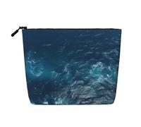 BSCKKDMN Sea Seen From The Top Trousse de maquillage pour femme - Imperméable - En lin - Légère - Fermeture éclair - Trousse de toilette de voyage - Organiseur de pinceaux de maquillage