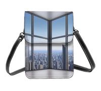 BSCKKDMN Skyscraper Buildings Petit sac à bandoulière pour femme en cuir PU avec bandoulière