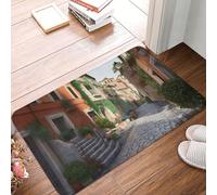 BSCKKDMN Street of Italy Tapis de porte d'entrée d'intérieur et d'extérieur antidérapant absorbant lavable en flanelle Tapis de sol antidérapant pour cuisine, porche, bureau 40,6 x 61 cm