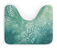 BSCKKDMN Tapis de toilette en forme de U ultra doux et super absorbant en microfibre antidérapant Motif algues vertes