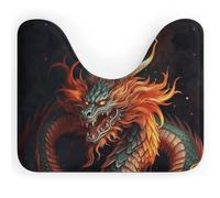 BSCKKDMN Tapis de toilette en forme de U ultra doux et super absorbant en microfibre antidérapant Motif dragon chinois