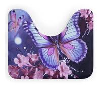 BSCKKDMN Tapis de toilette en forme de U ultra doux et super absorbant en microfibre antidérapant Motif papillon Violet