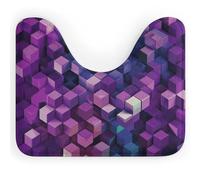 BSCKKDMN Tapis de toilette en forme de U ultra doux et super absorbant en microfibre antidérapant Motif cubes Violet