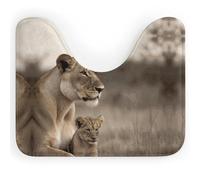 BSCKKDMN Tapis de toilette en forme de U ultra doux, super absorbant, antidérapant, en microfibre, motif lionne avec ourson