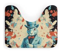 BSCKKDMN Tapis de toilette en forme de U ultra doux, super absorbant, antidérapant, en microfibre, motif lapin magicien