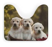 BSCKKDMN Tapis de toilette en forme de U ultra doux, super absorbant, antidérapant, en microfibre, motif chiot assis dans un panier