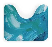BSCKKDMN Tapis de toilette texturé en forme de U ultra doux et super absorbant en microfibre antidérapante - Motif peinture à l'huile bleue