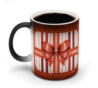 BSCKKDMN Tasse à café magique en céramique de 325 ml - Sensible à la chaleur - Changement de couleur - Carte cadeau avec ruban rouge - Pour homme et femme