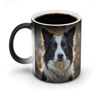 BSCKKDMN Tasse à café magique en céramique de 325 ml - Sensible à la chaleur - Changement de couleur - Jolie tasse à thé Border Collie pour homme et femme