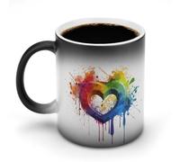 BSCKKDMN Tasse à café magique en céramique de 325 ml - Sensible à la chaleur - Changement de couleur - Motif arc-en-ciel - Pour homme et femme