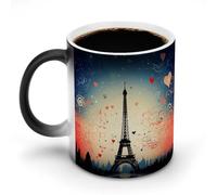 BSCKKDMN Tasse à café magique en céramique de 325 ml - Sensible à la chaleur - Changement de couleur - Motif Paris - Pour homme et femme