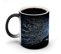 BSCKKDMN Tasse à café magique en céramique de 325 ml - Sensible à la chaleur - Changement de couleur - Programmateur - Code de programmation - Tasse à thé pour homme et femme
