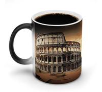 BSCKKDMN Tasse à café magique en céramique de 325 ml - Sensible à la chaleur - Changement de couleur - Tasse à café antique Colisée - Tasse à thé pour homme et femme