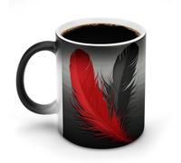BSCKKDMN Tasse à café magique en céramique de 325 ml - Sensible à la chaleur - Changement de couleur - Tasse à café rouge et noire - Tasse à thé pour homme et femme