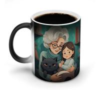 BSCKKDMN Tasse à café magique en céramique de 325 ml - Sensible à la chaleur - Changement de couleur - Tasse à café pour grand-mère câlins - Pour homme et femme