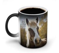 BSCKKDMN Tasse à café magique en céramique de 325 ml - Sensible à la chaleur - Changement de couleur - Tasse à café animal poney cheval - Tasse à thé pour homme et femme