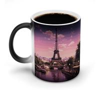 BSCKKDMN Tasse à café magique en céramique de 325 ml - Sensible à la chaleur - Changement de couleur - Tasse à café Paris - Pour homme et femme