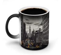 BSCKKDMN Tasse à café magique en céramique de 325 ml - Sensible à la chaleur - Changement de couleur - Tasse à café Love from New York - Tasse à thé pour homme et femme