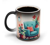 BSCKKDMN Tasse à café magique en céramique de 325 ml - Sensible à la chaleur - Couleur changeante - Beige - Pour le salon - Pour homme et femme