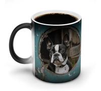 BSCKKDMN Tasse à café magique en céramique sensible à la chaleur de 325 ml - Tasse à café magique à changement de couleur - Tasse à thé Boston Terrier pour homme et femme