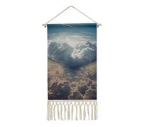 BSCKKDMN The Has A Heart Shape Cotton and Linen Hanging Poster with Tassel Long Vertical Wall Hanging Tapisserie Murale Art Peinture Décoration pour Salon Bureau Chambre 25,4 x 59,6 cm