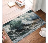 BSCKKDMN The Sea Waves Paillasson d'intérieur et d'extérieur antidérapant absorbant lavable en flanelle pour cuisine, porche, bureau 40,6 x 61 cm