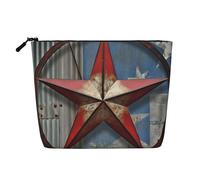 BSCKKDMN Trousse de maquillage American Wastern Texas Star pour femme, étanche, en lin, légère, à fermeture éclair, trousse de toilette de voyage, organisateur de pinceaux de maquillage, sac de