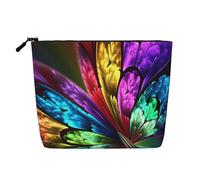 BSCKKDMN Trousse de maquillage arc-en-ciel pour femme, étanche, en lin, légère avec fermeture éclair, trousse de toilette de voyage, organisateur de pinceaux de maquillage, sac de rangement