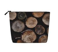 BSCKKDMN Trousse de maquillage en bois marron et noir pour femme, étanche, trousse de toilette de voyage légère à fermeture éclair, sac de rangement pour pinceaux de maquillage