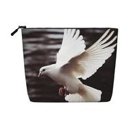 BSCKKDMN Trousse de maquillage Flying Dove pour femme, étanche, en lin, légère avec fermeture éclair, trousse de toilette de voyage, organisateur de pinceaux de maquillage, sac de rangement