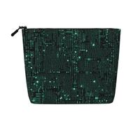 BSCKKDMN Trousse de maquillage Hacker pour femme, étanche, en lin, légère avec fermeture éclair, trousse de toilette de voyage, organisateur de pinceaux de maquillage, sac de rangement