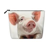 BSCKKDMN Trousse de maquillage souriante pour femme, trousse de toilette de voyage en lin imperméable, légère avec fermeture éclair, trousse de toilette de voyage, sac de rangement pour pinceaux de