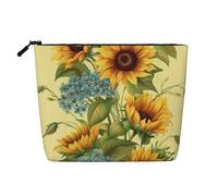BSCKKDMN Trousse de maquillage tournesols pour femme, étanche, en lin, légère avec fermeture éclair, trousse de toilette de voyage, organisateur de pinceaux de maquillage, sac de rangement