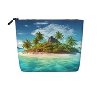 BSCKKDMN Trousse de maquillage Tropical Island pour femme, étanche, en lin, légère avec fermeture éclair, trousse de toilette de voyage, organisateur de pinceaux de maquillage, sac de rangement